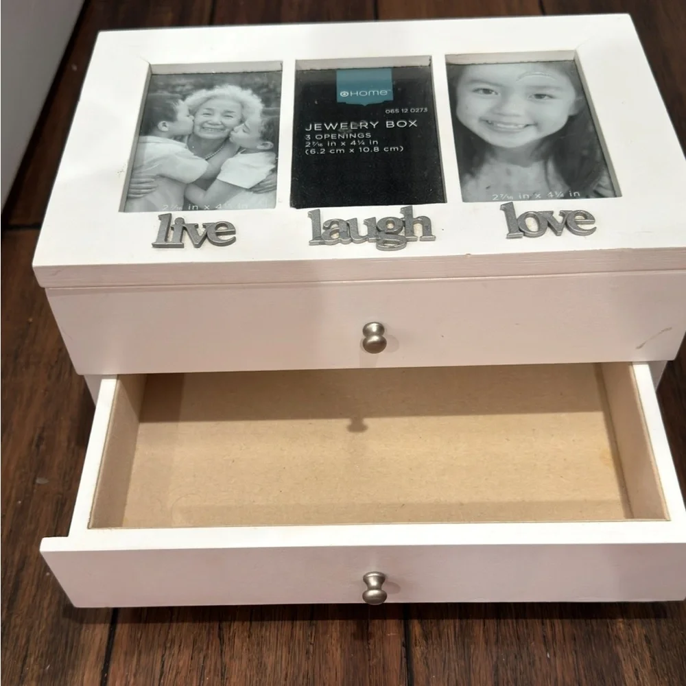 White Wooden VINTAGE (2010) Live, Love, Laugh Jewelry Box